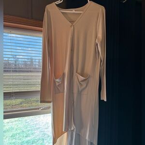Long ribbed cream cardigan